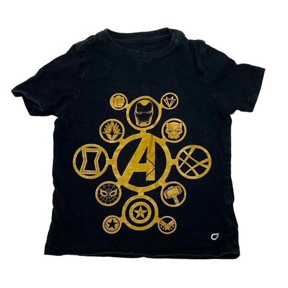 Gap Fit Kids Boys Size XS Black Gold Marvel Avengers Graphic Tee Shirt - Picture 1 of 8